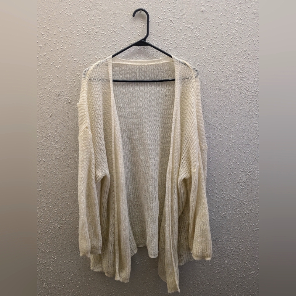 Cream Knit Open Front Cardigan